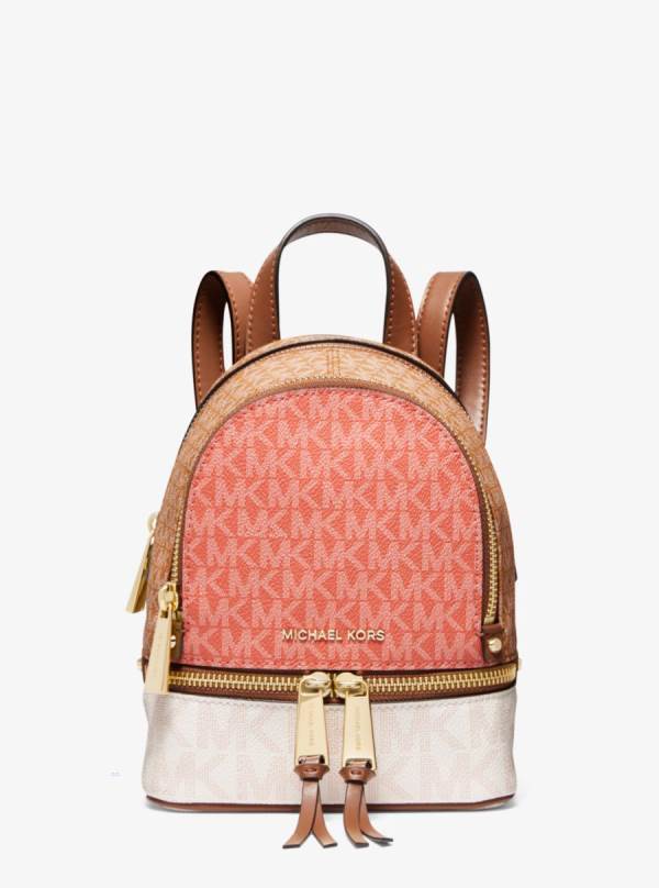 Damske Batohy Michael Kors Rhea Mini Color-Block Logo Červené Biele - Kabelky Michael Kors Levně | WDZGV-8743